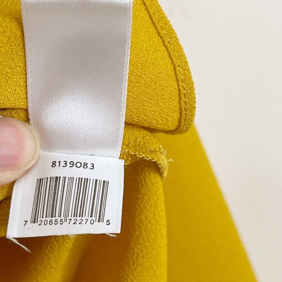 1. State Button Front Blouse Top in Honey Pot Yellow XSmall XS VNeck Ruffle Cuff - Picture 8 of 9